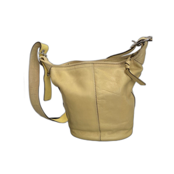 Coach Bleecker Shoulder Leather Lt Yellow Bucket Bag F13351 - Picture 1 of 9